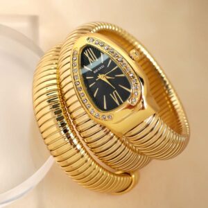 golden snake watch black dial