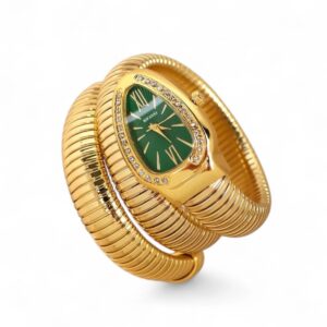 golden snake watch green dial